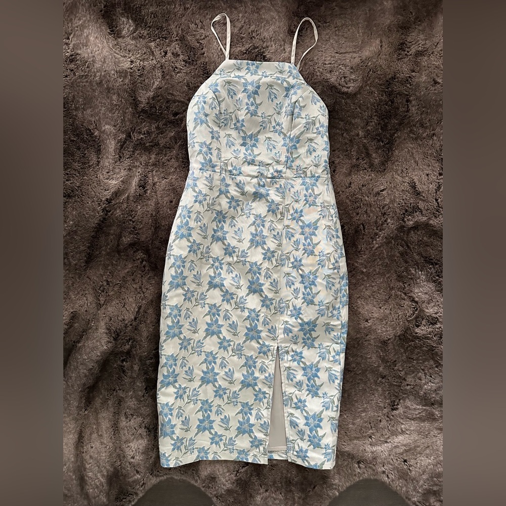 Floral Jacquard Metallic Midi Dress